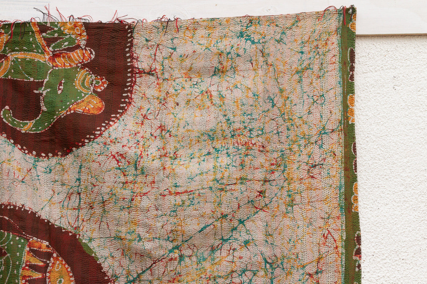 Vintage Desert Elephant Silk Kantha Reversible Throw