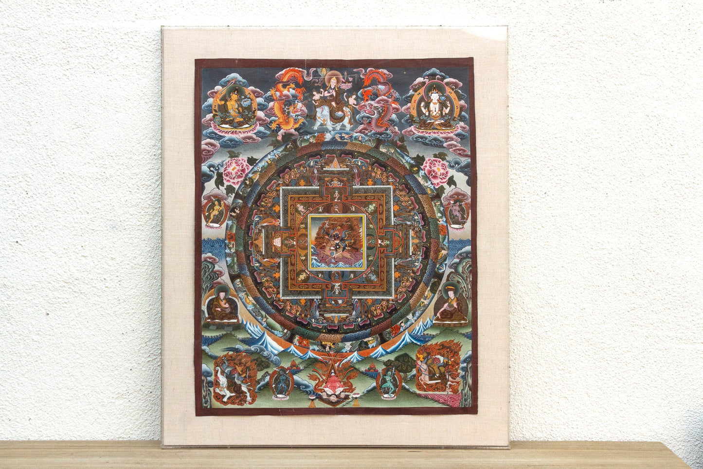 Framed Antique Cosmic Mandala Tibetan Thangka