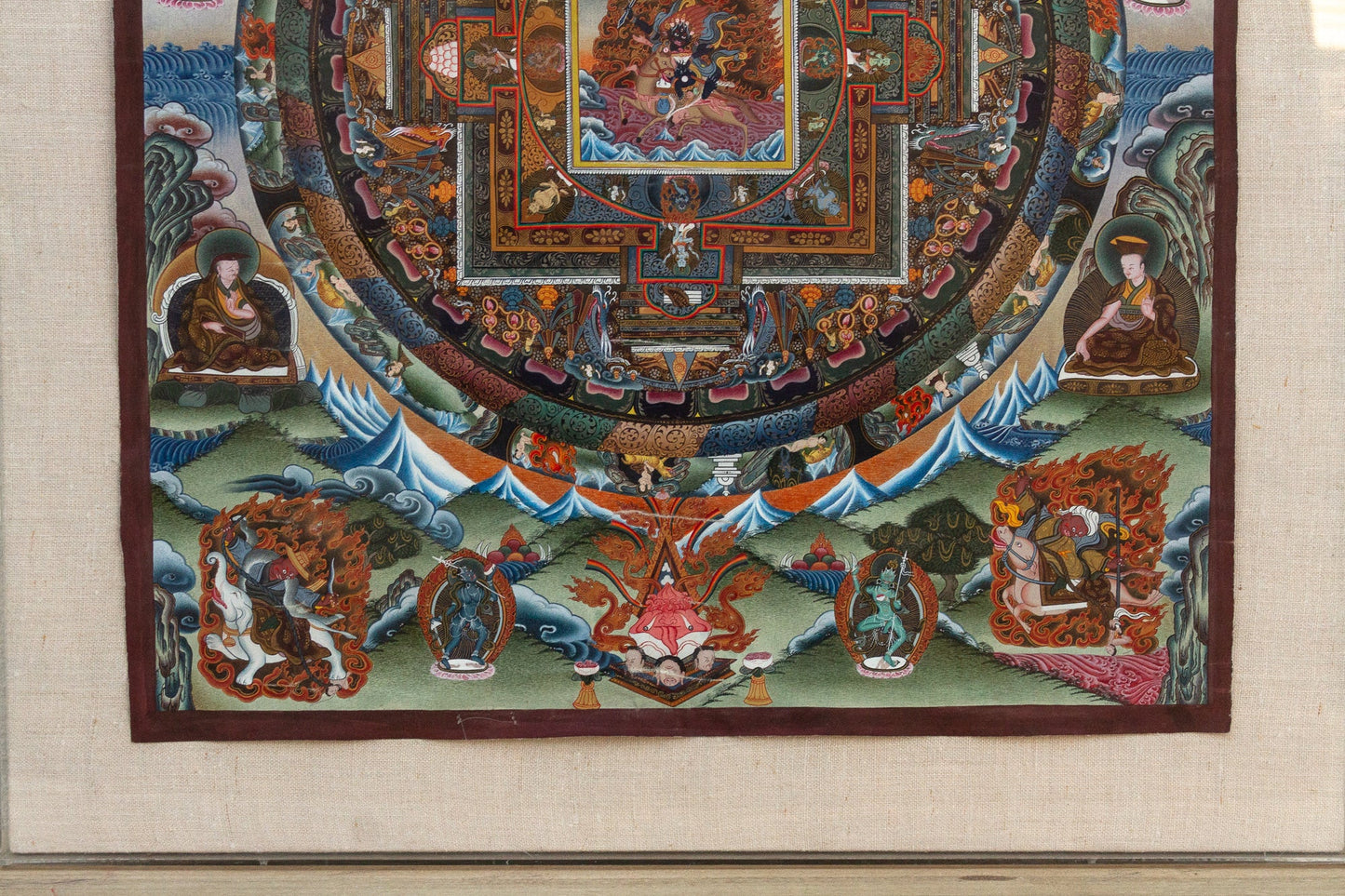 Framed Antique Cosmic Mandala Tibetan Thangka