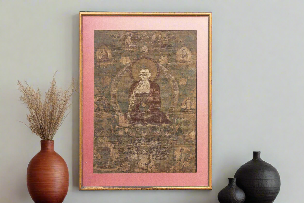 Antique Tibetan ThangKa of Serene Buddha Painting