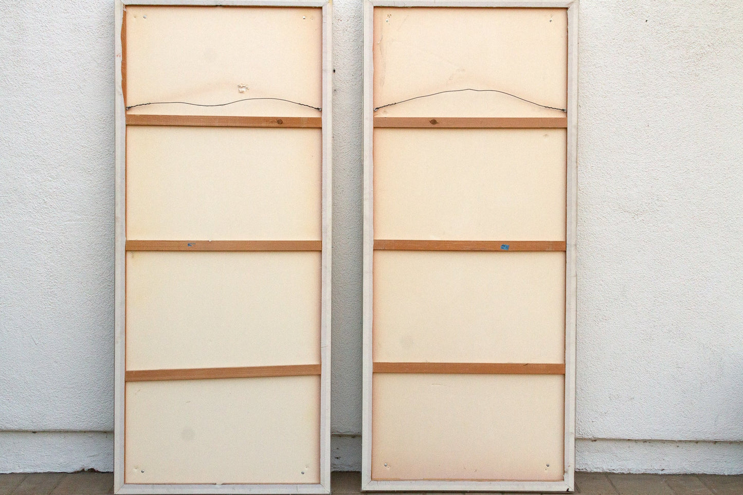 Tall Antique Japanese Nature Scroll Paintings, Set of 2