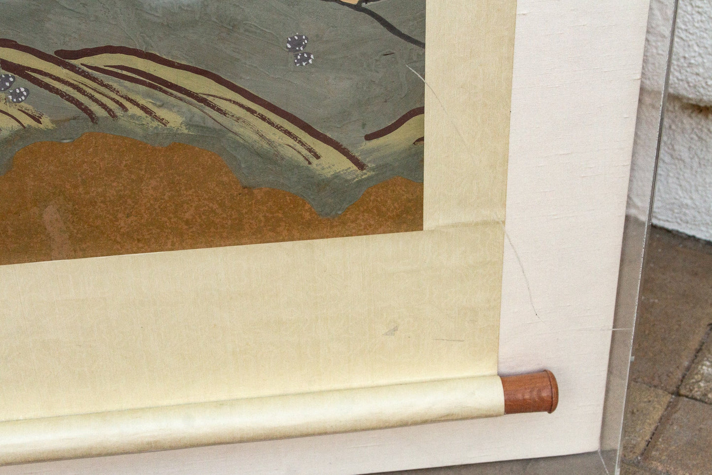 Tall Antique Japanese Nature Scroll Paintings, Set of 2