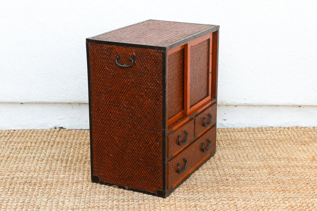 Vintage Japanese Faux Bamboo Tansu Chest
