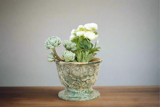 Antique Glazed Asian Floral Ceramic Pot