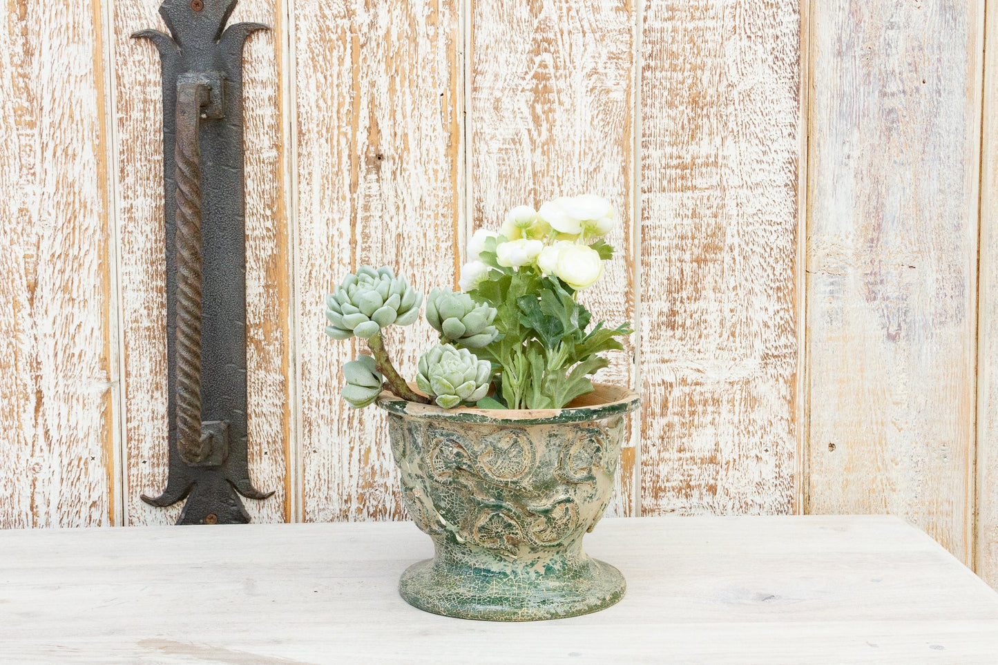 Antique Glazed Asian Floral Ceramic Pot