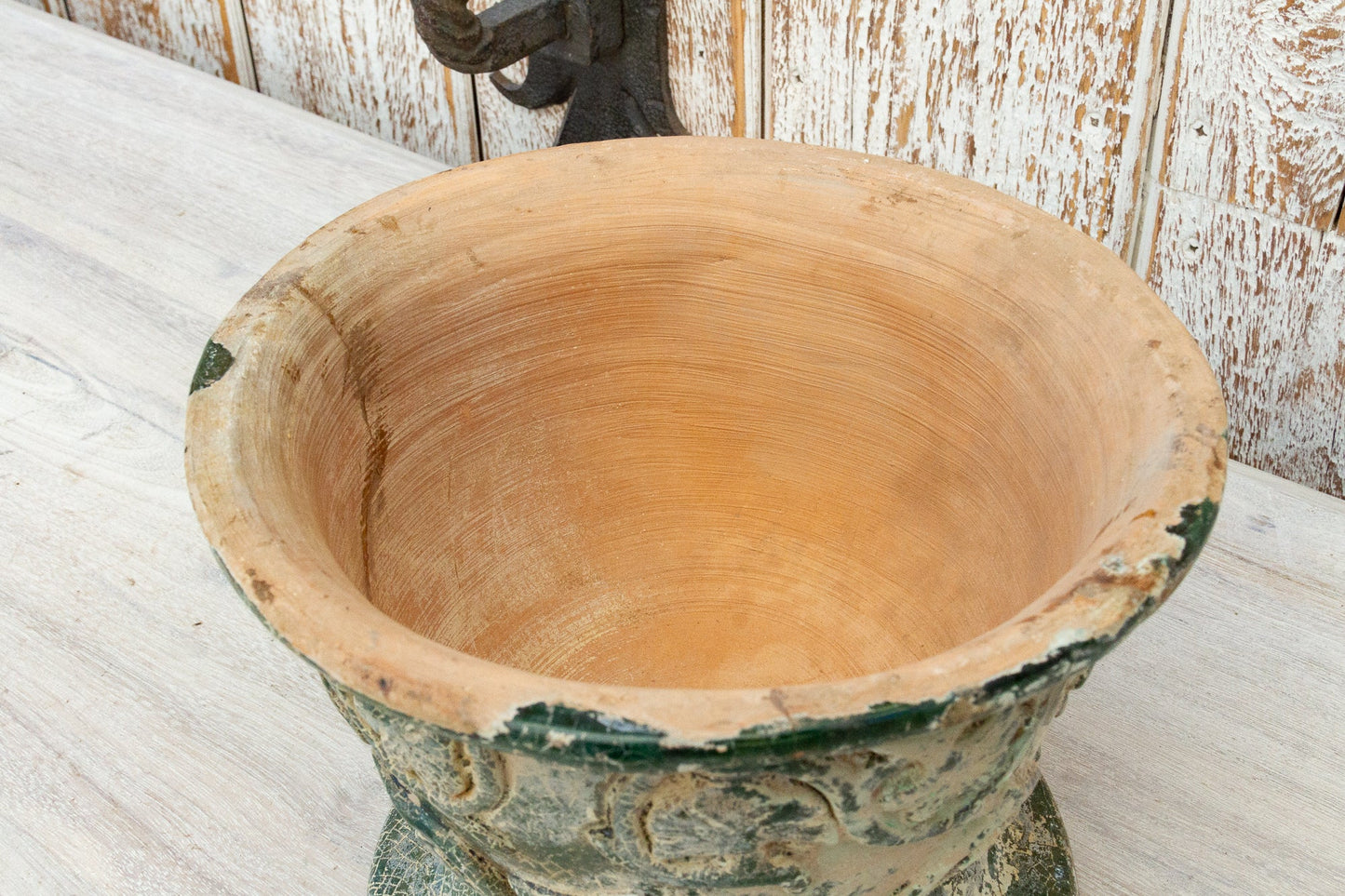 Antique Glazed Asian Floral Ceramic Pot