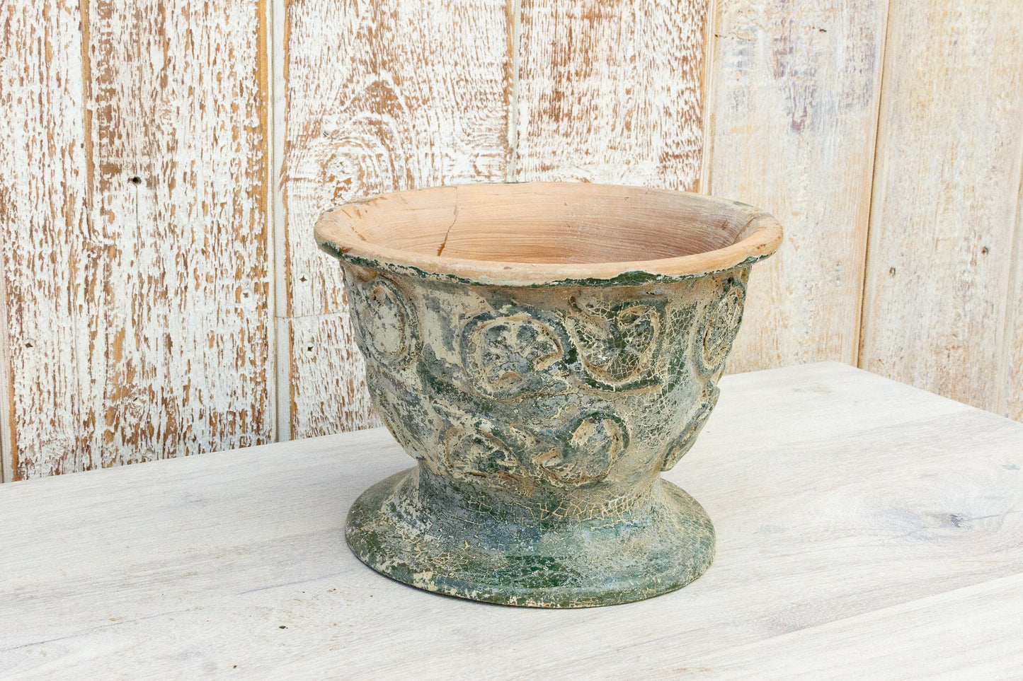 Antique Glazed Asian Floral Ceramic Pot