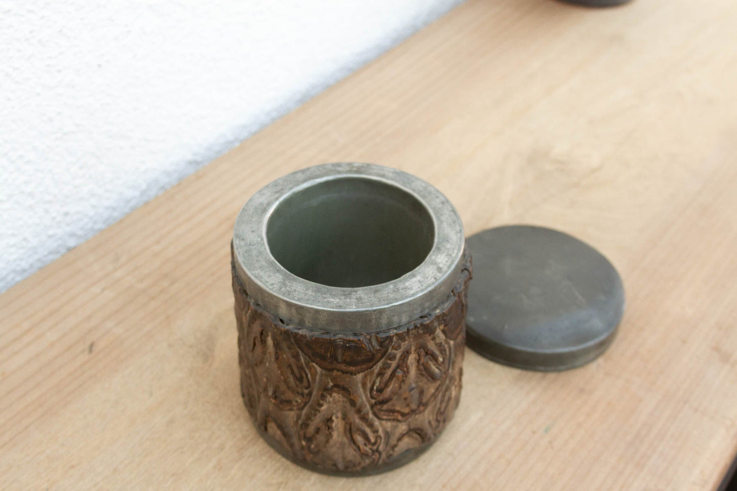 Small Antique Chinese Pewter Tea Canister