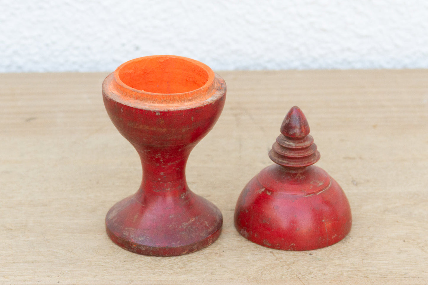 Vintage Indian Turned Wood Lidded Box