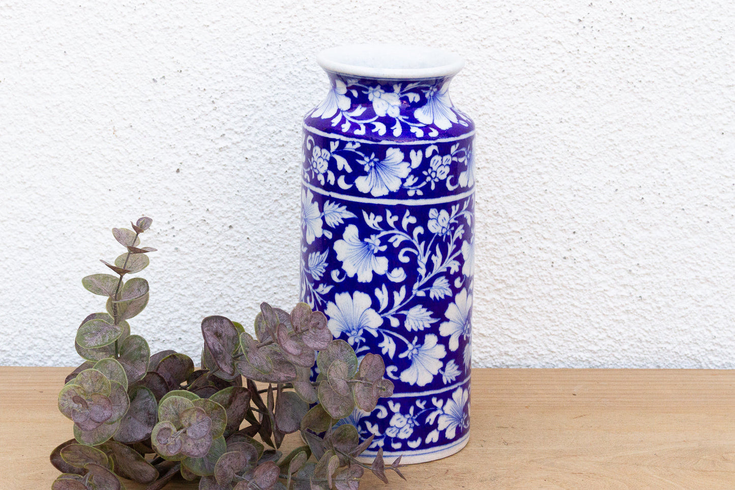 Vintage Blue & White Jaipur Pottery Vase
