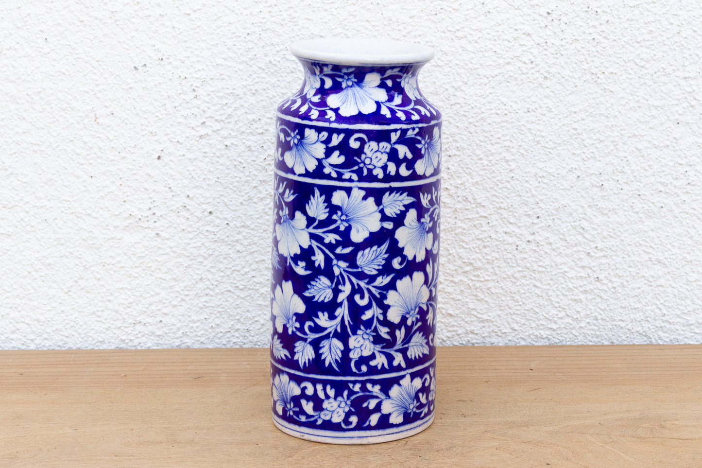 Vintage Blue & White Jaipur Pottery Vase