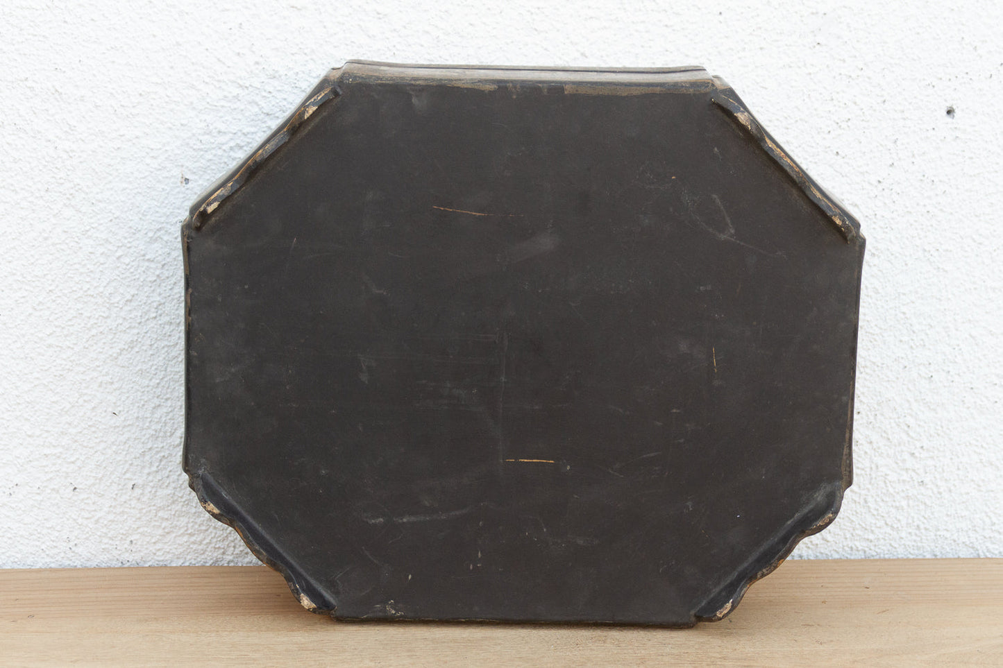 Large Antique Wood Black & Gold Chinoiserie Box