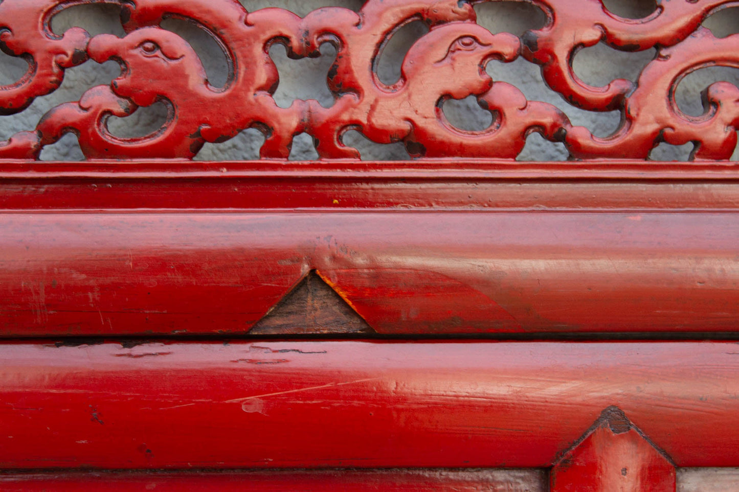 Set of 2 Long Slim Vintage Chinese Red Dragon Panels