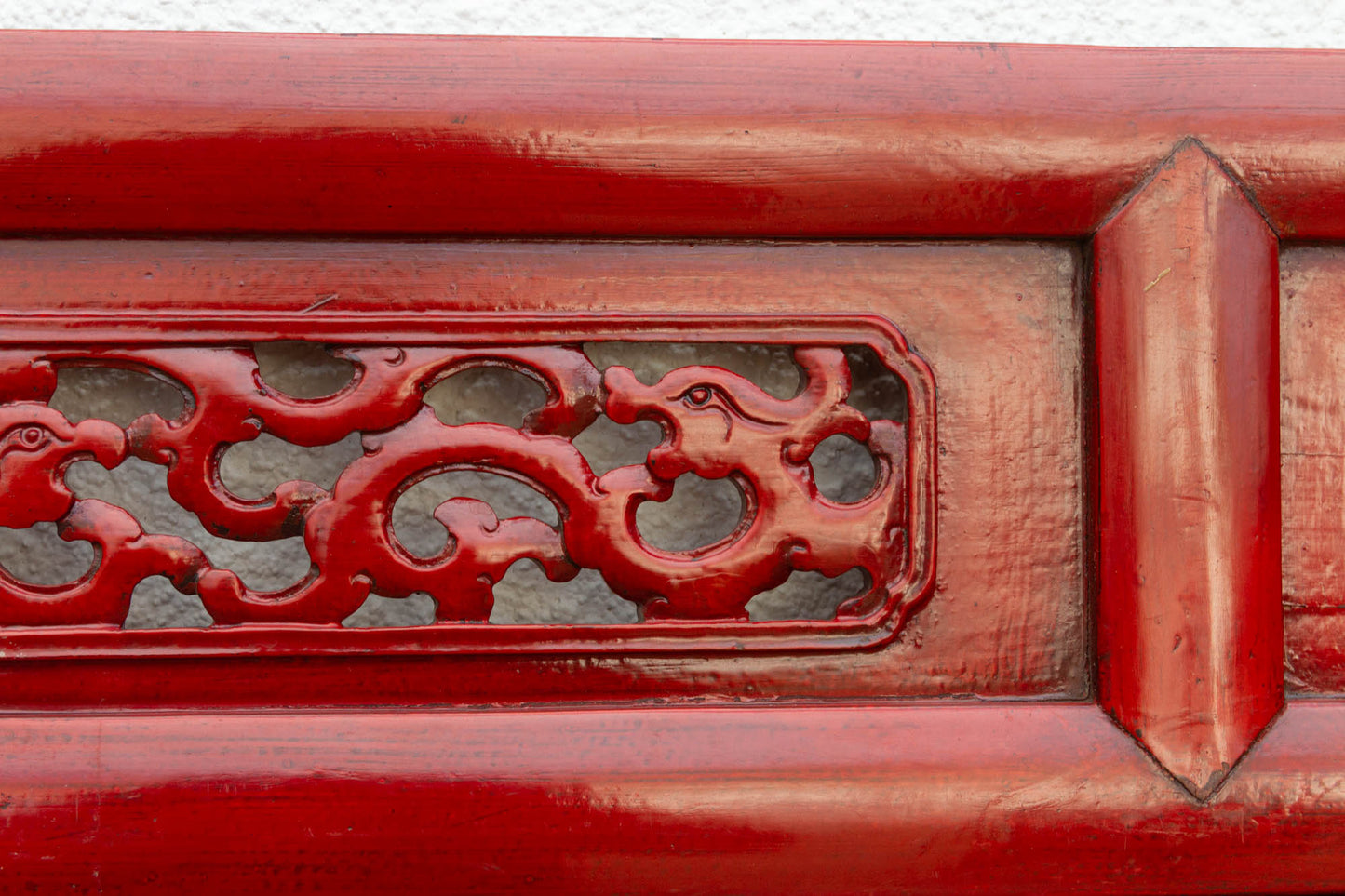 Set of 2 Long Slim Vintage Chinese Red Dragon Panels