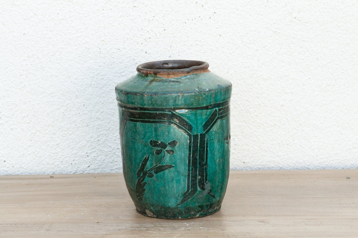 Vintage Forest Echo Glaze Asian Vase