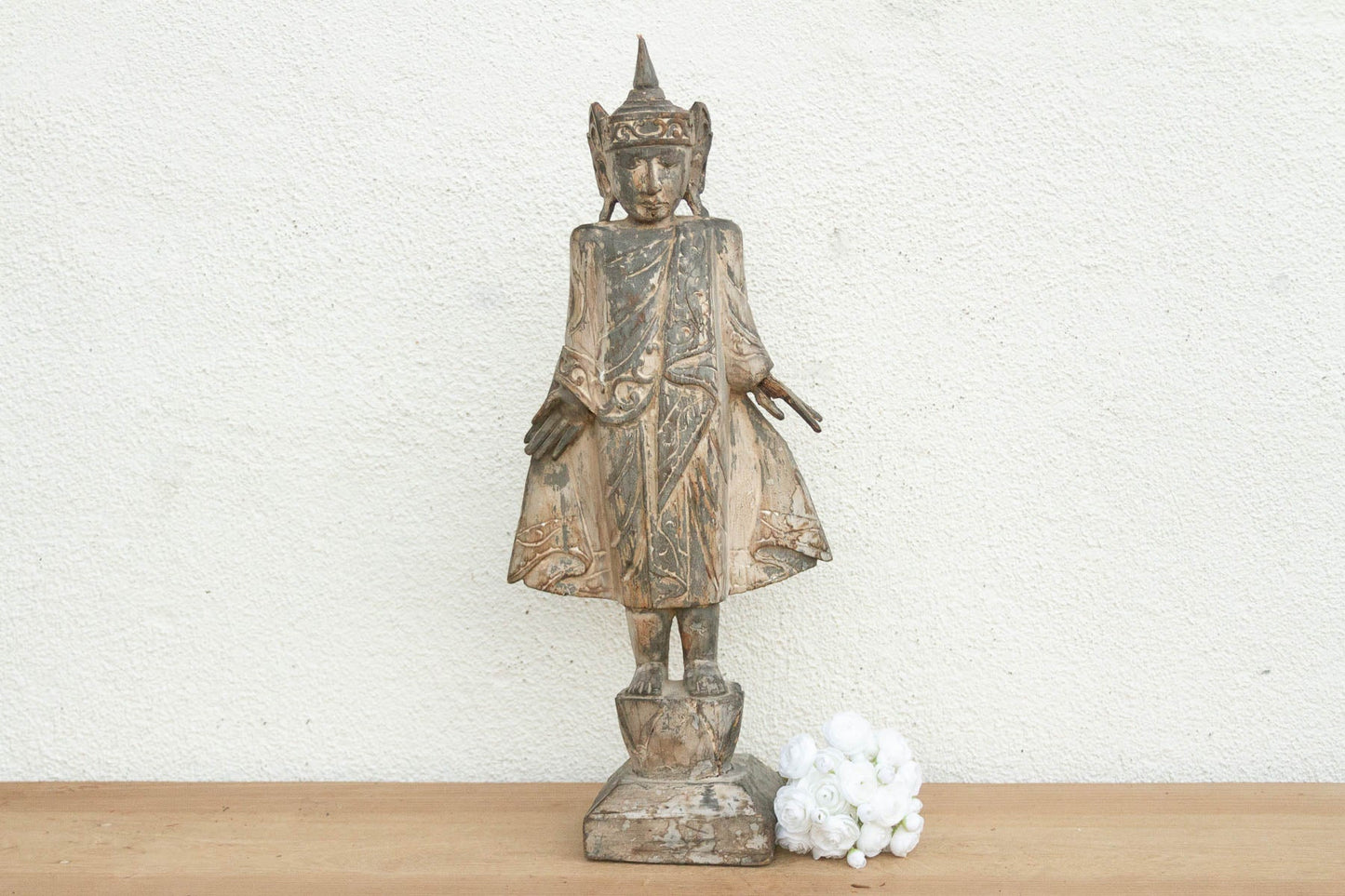 29" Antique Burmese Royal Spirit Carved Figure