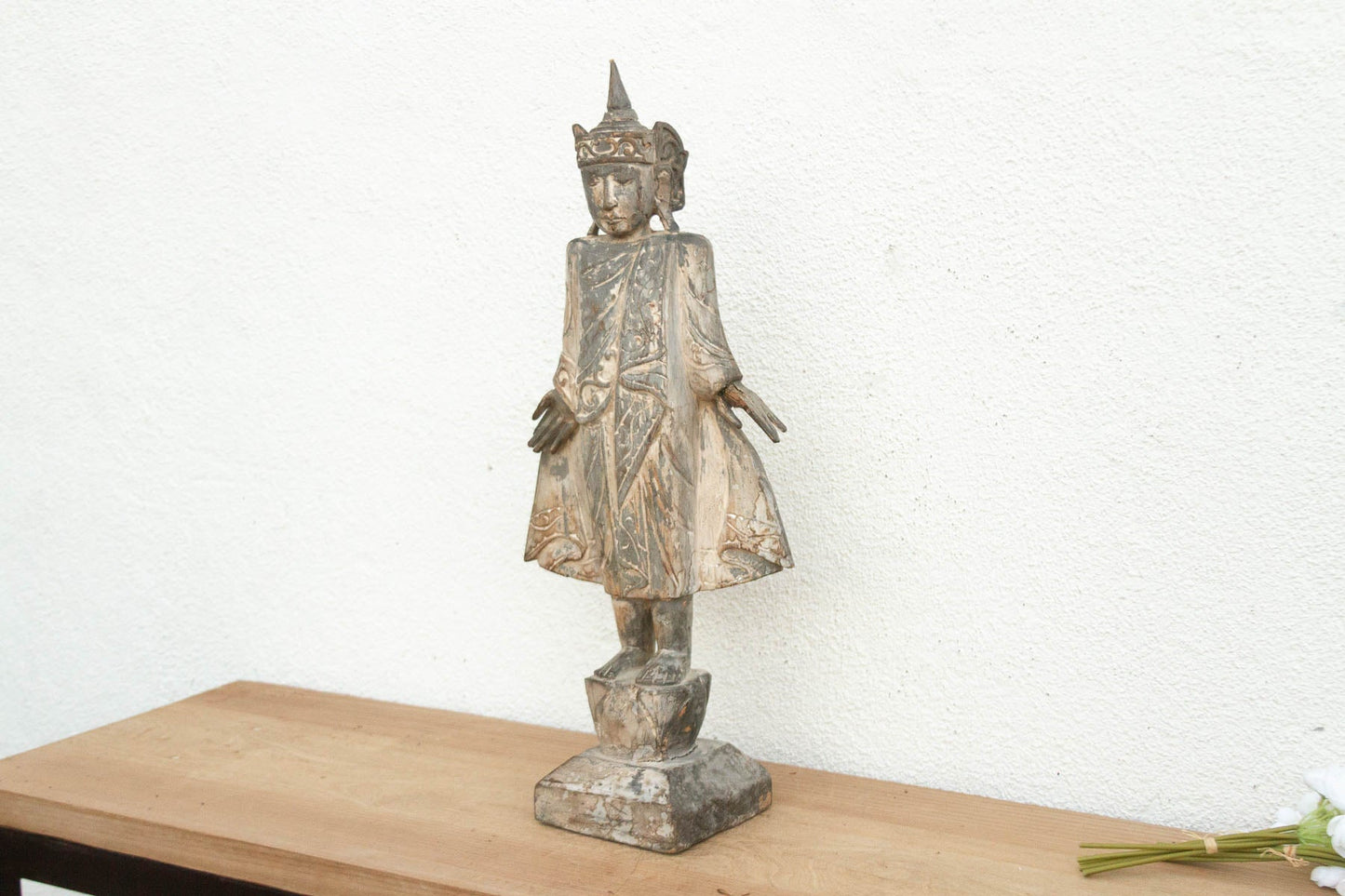 29" Antique Burmese Royal Spirit Carved Figure