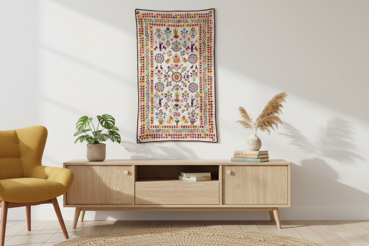 Vintage Indian Embroidered Wall Art