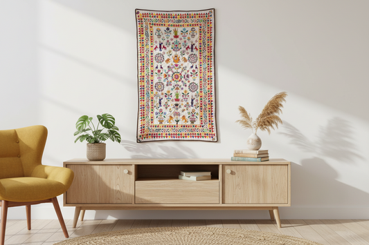 Vintage Indian Embroidered Wall Art
