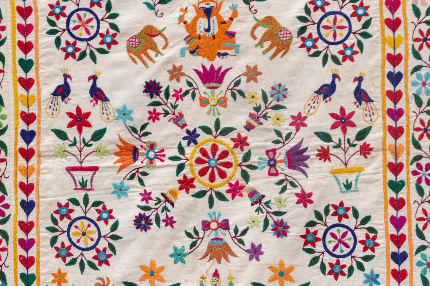 Vintage Indian Embroidered Wall Art