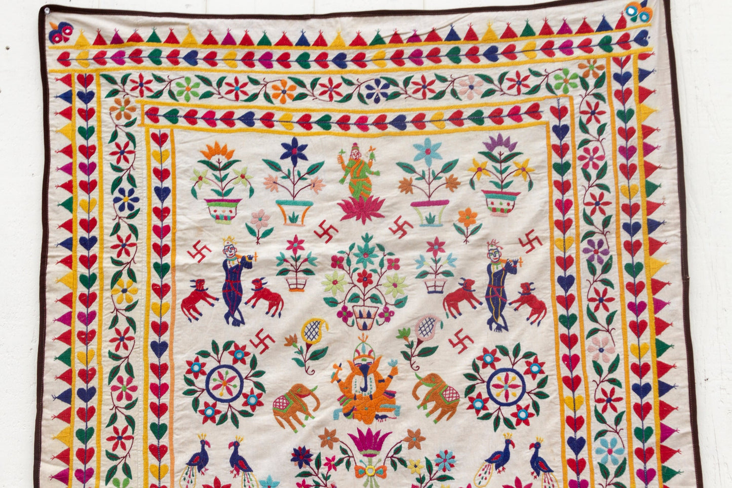 Vintage Indian Embroidered Wall Art