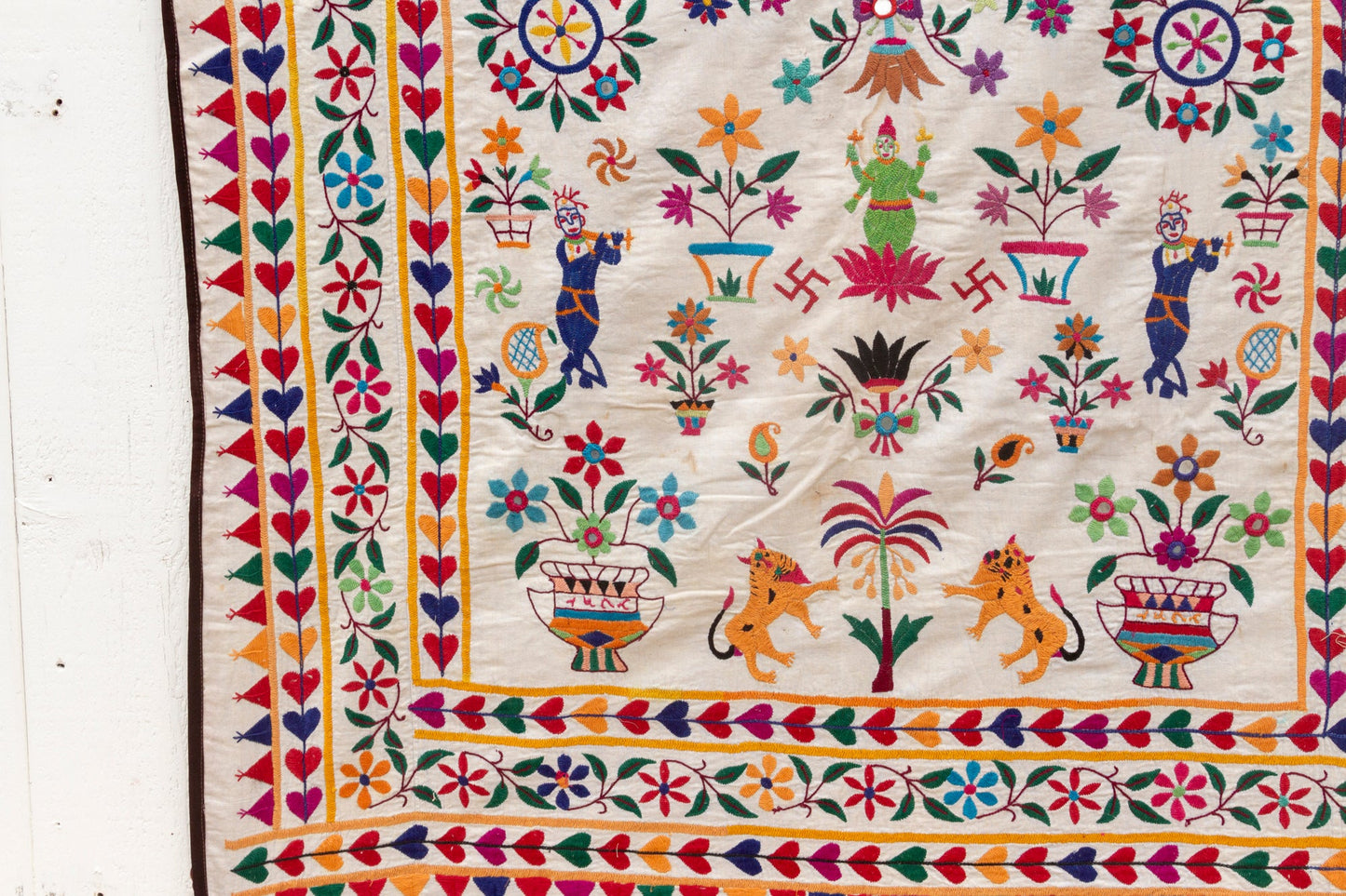 Vintage Indian Embroidered Wall Art