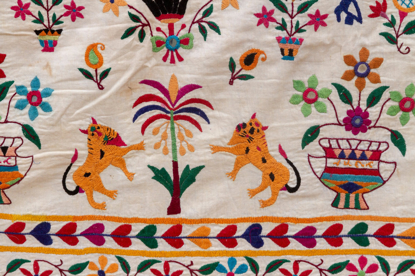 Vintage Indian Embroidered Wall Art