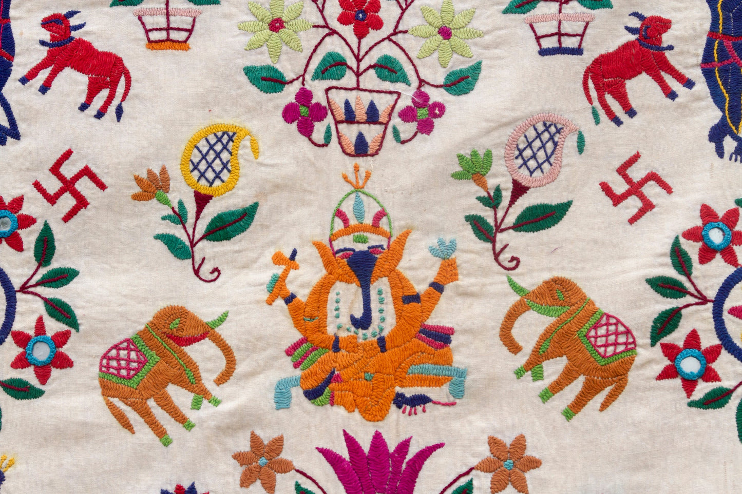 Vintage Indian Embroidered Wall Art