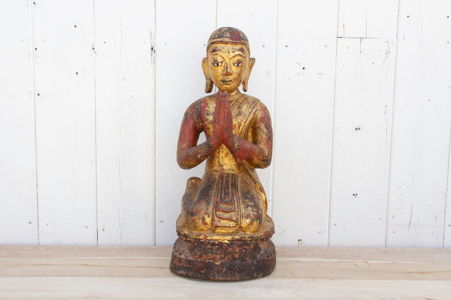 Antique Burmese Sariputra Gilded Monk