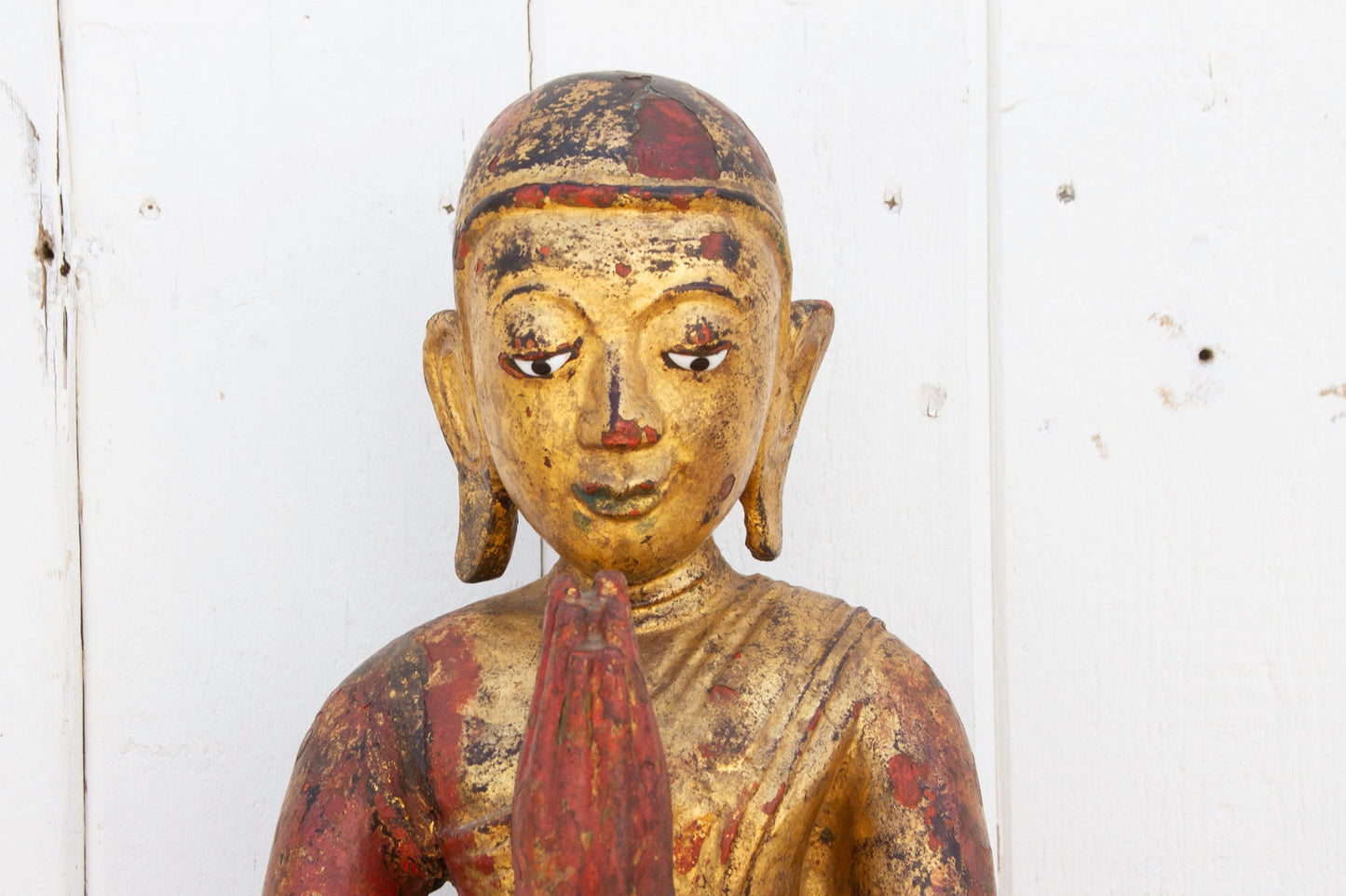 Antique Burmese Sariputra Gilded Monk