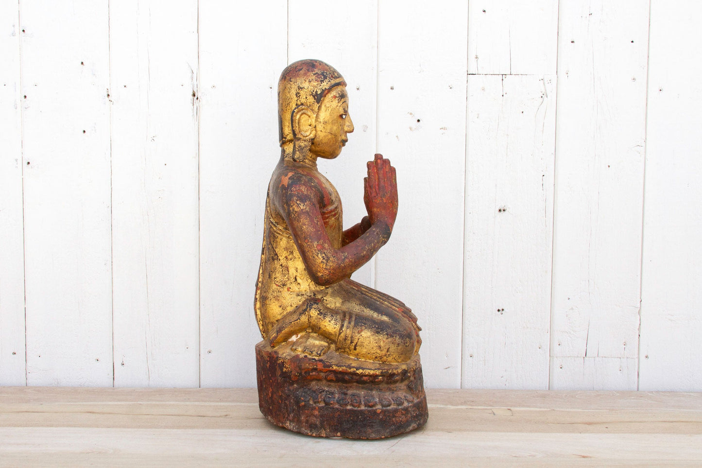 Antique Burmese Sariputra Gilded Monk