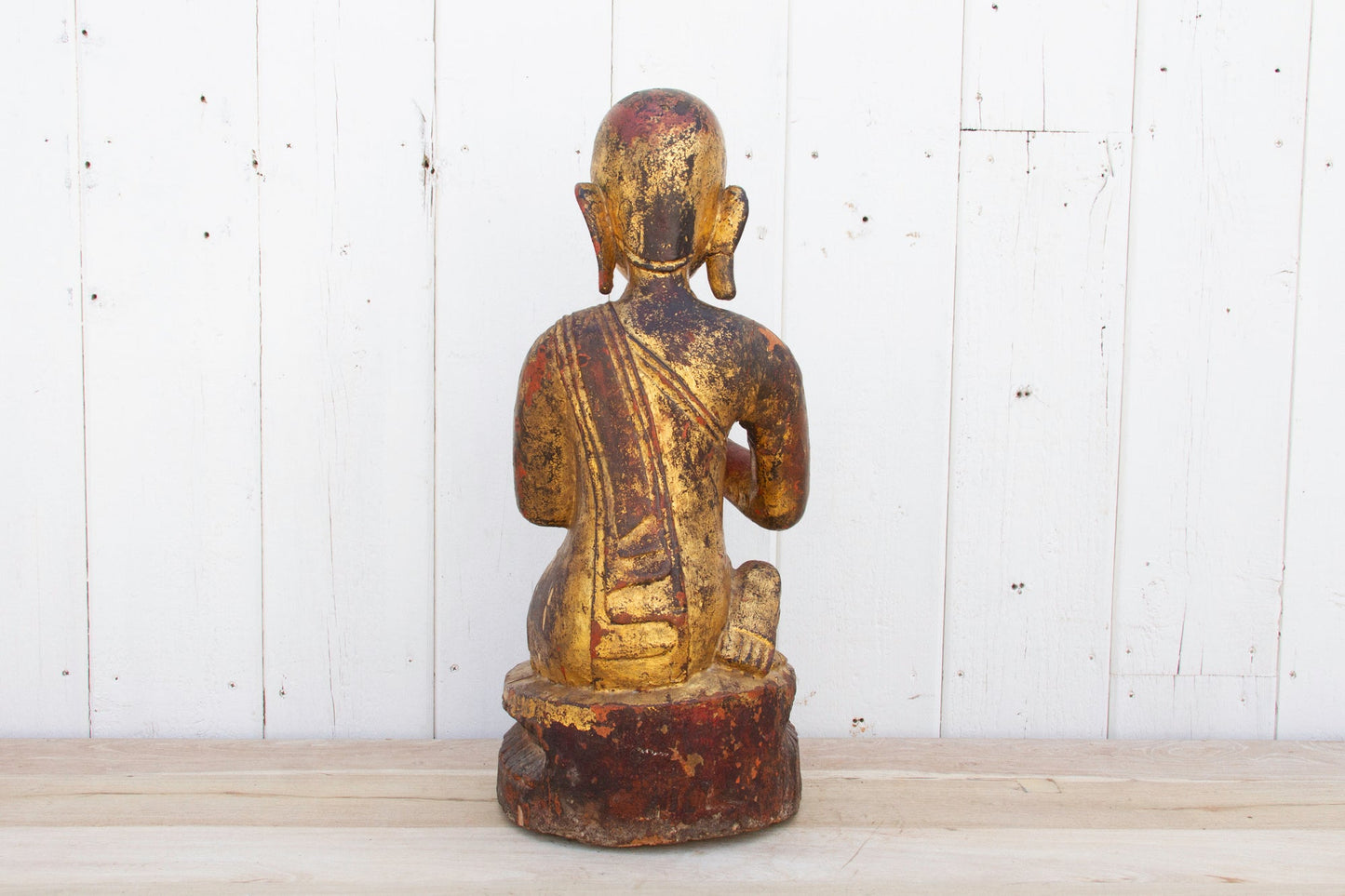 Antique Burmese Sariputra Gilded Monk