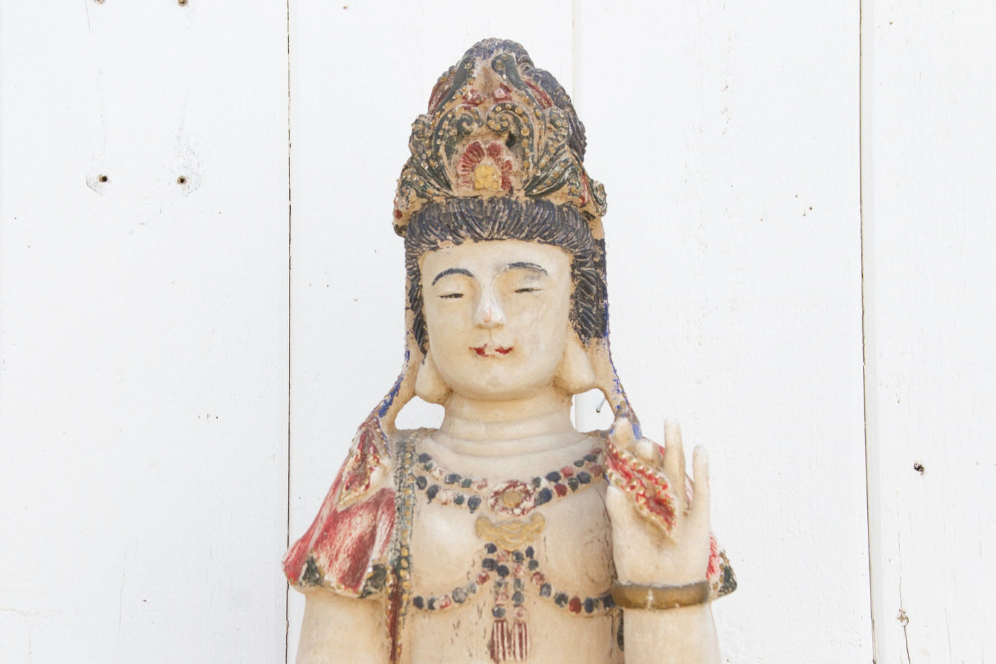 Antique Finely Carved & Painted Chinese Statue of Quan-Yin