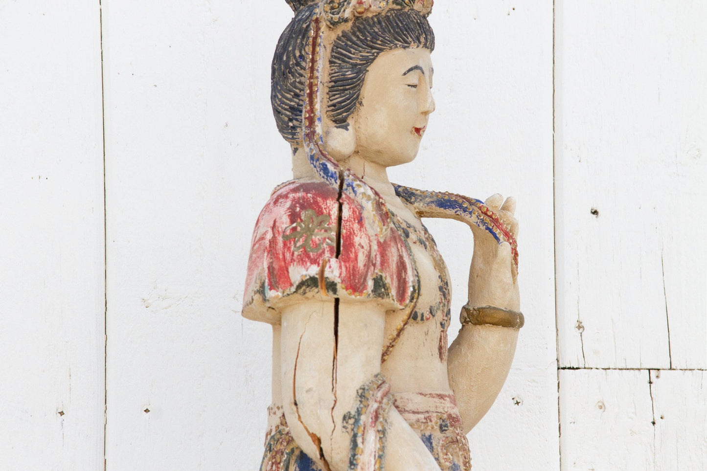Antique Finely Carved & Painted Chinese Statue