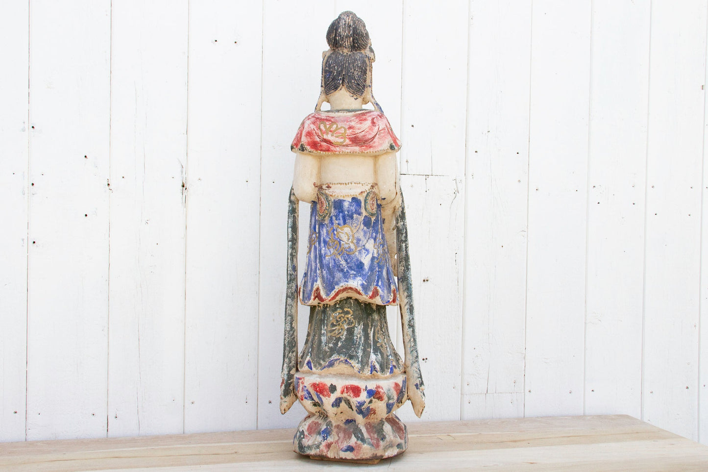 Antique Finely Carved & Painted Chinese Statue of Quan-Yin