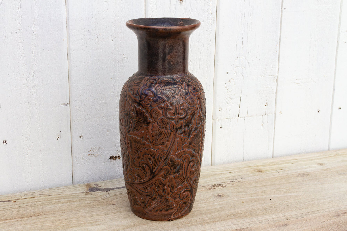 Distressed Vintage Brown Thai Vase