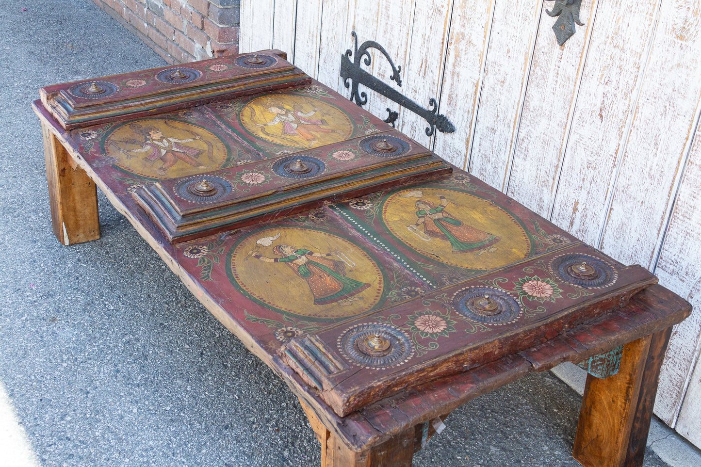 Exceptional Antique Indian Temple Door Coffee Table