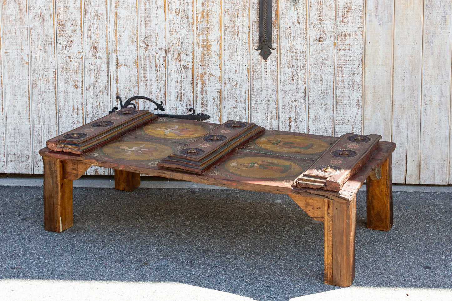 Exceptional Antique Indian Temple Door Coffee Table