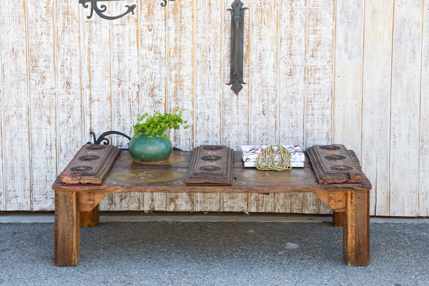 Exceptional Antique Indian Temple Door Coffee Table