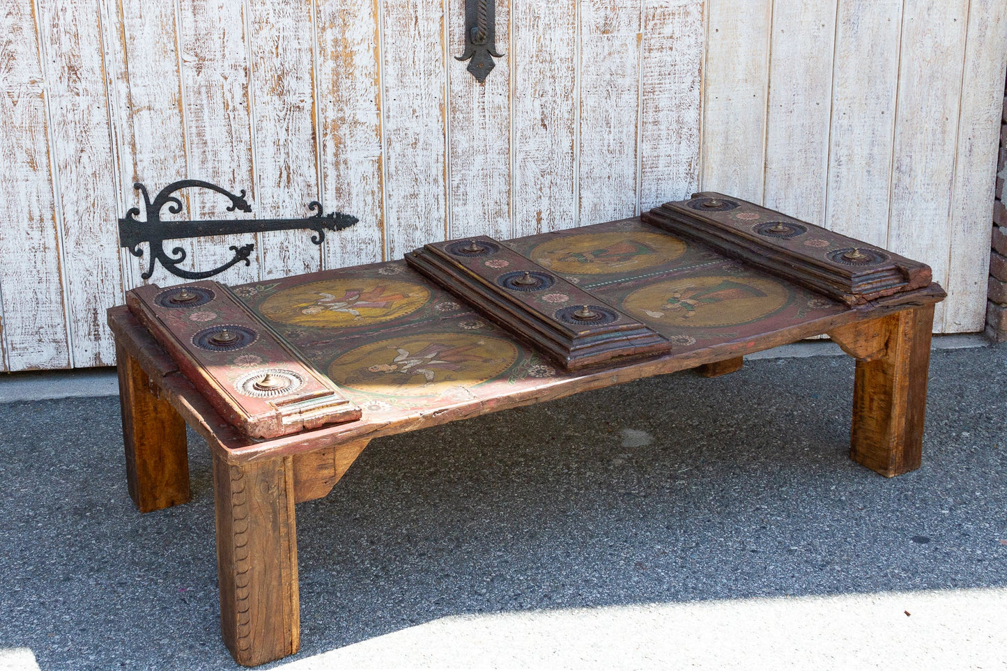 Exceptional Antique Indian Temple Door Coffee Table