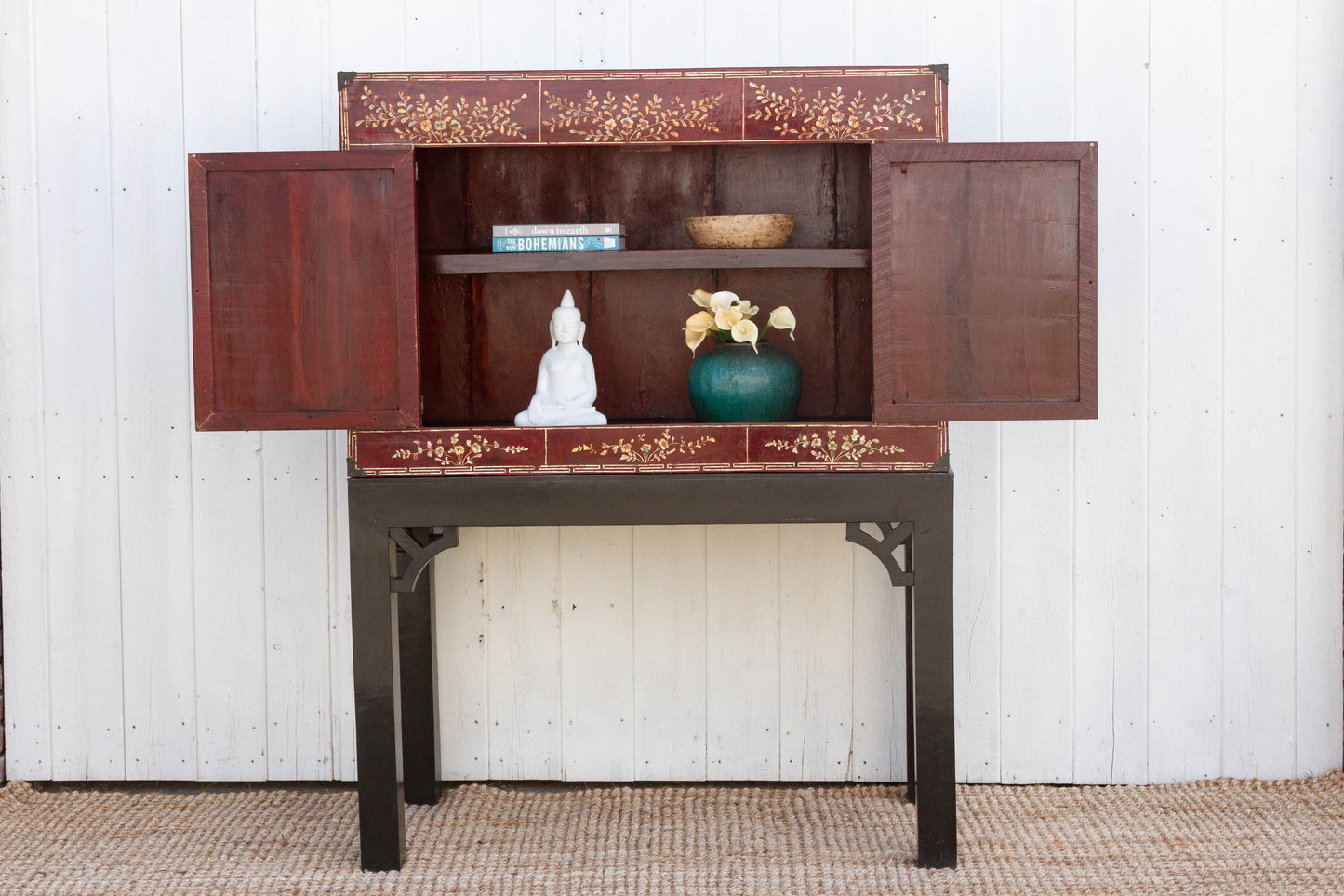 Rare Vintage Mother of Pearl Mid Century Tall Cabinet