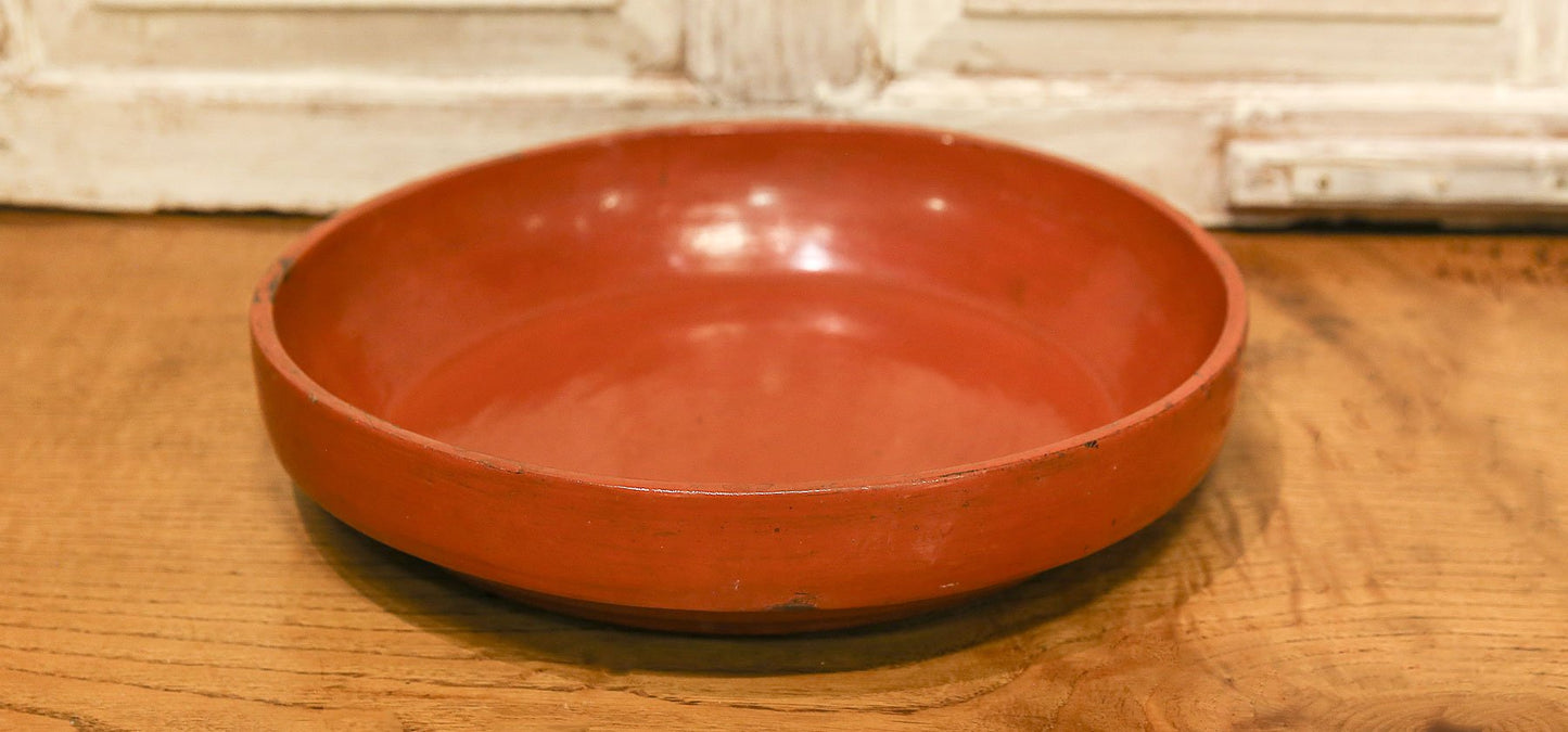 Antique Tibetan Temple Offering Fruit Platter, Hand-Carved Wood