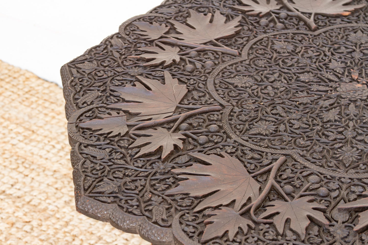 Rare Antique Hand-Carved Kashmiri Coffee Table