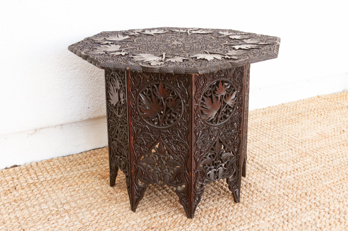 Rare Antique Hand-Carved Kashmiri Coffee Table
