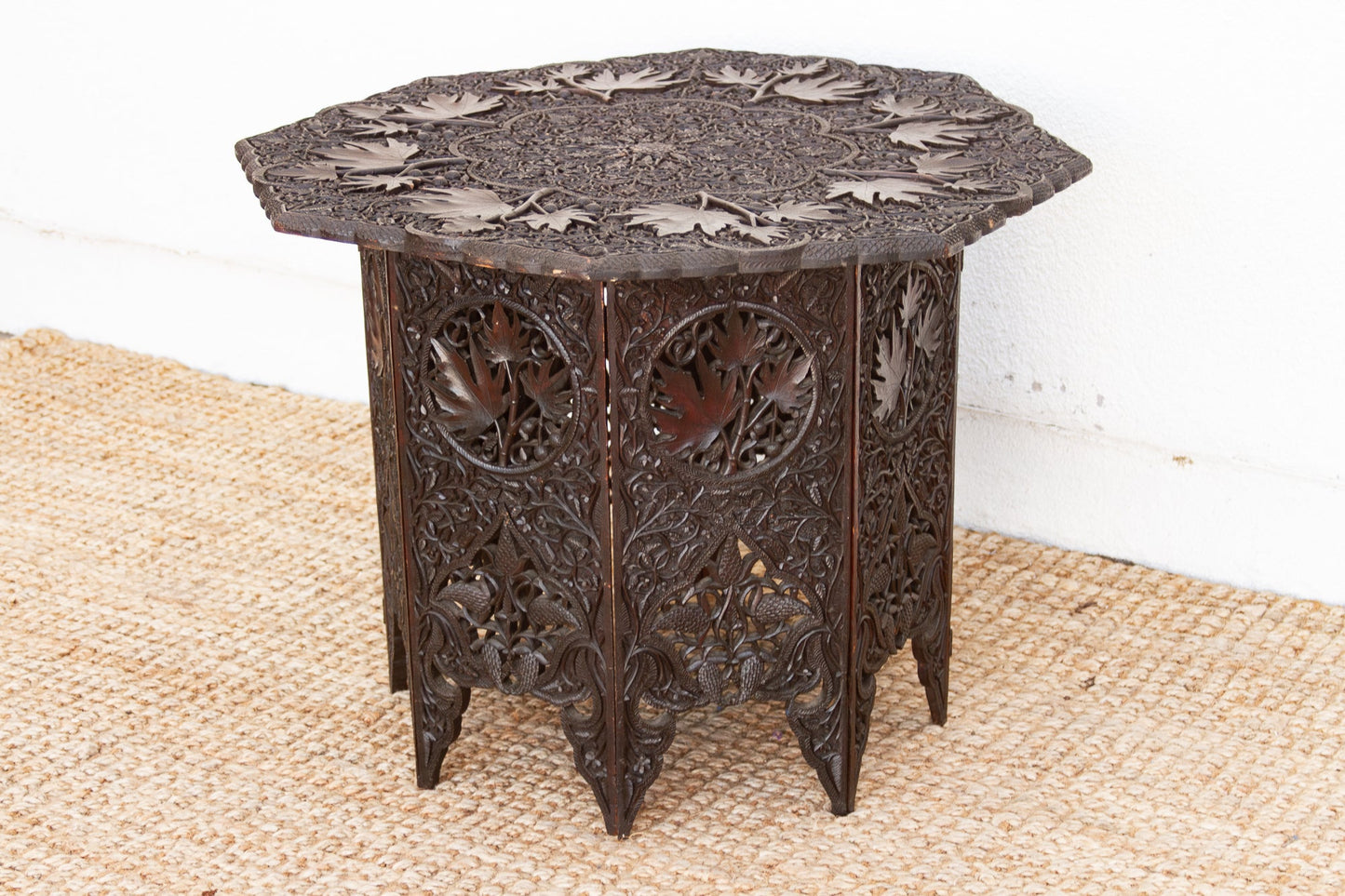 Rare Antique Hand-Carved Kashmiri Coffee Table