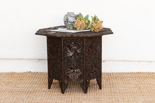 Rare Antique Hand-Carved Kashmiri Coffee Table