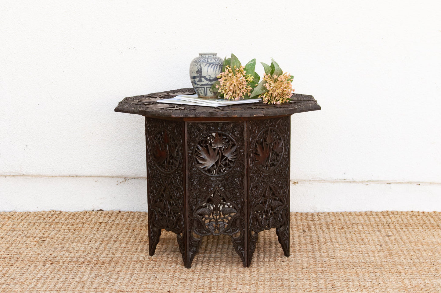 Rare Antique Hand-Carved Kashmiri Coffee Table