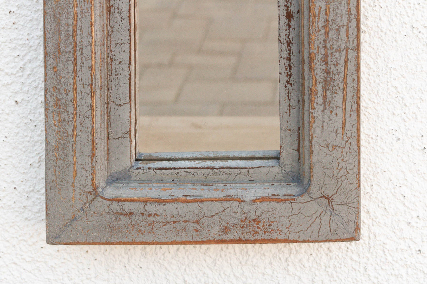 Vintage Slate Gray Indian Arched Mirror