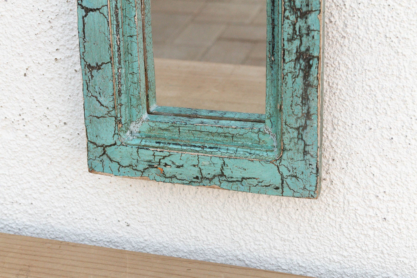 Crackle Vintage Aqua Indian Arched Mirror