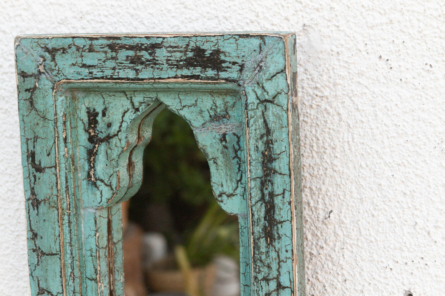 Crackle Vintage Aqua Indian Arched Mirror
